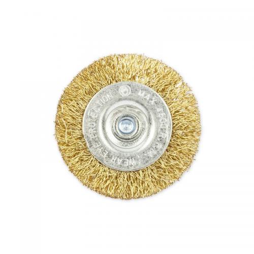 R8041050 Щетка для дрели плоская 50 мм, со шпилькой, латунированная проволока d=0.3мм, 4500 об/мин