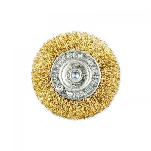 R8041060 Щетка для дрели плоская 60 мм, со шпилькой, латунированная проволока d=0.3мм, 4500 об/мин