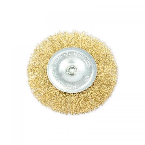 R8041100 Щетка для дрели плоская 100 мм, со шпилькой, латунированная проволока d=0.3мм, 4500 об/мин