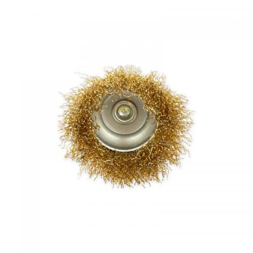 R8041150 Щетка для дрели чашка 50 мм, со шпилькой, латунированная проволока d=0.3мм, 4500 об/мин