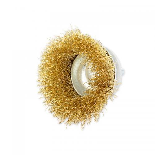 R8041165 Щетка для дрели чашка 65 мм, со шпилькой, латунированная проволока d=0.3мм, 4500 об/мин