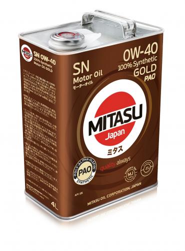 MITASU 0W40 4L МАСЛО МОТОРНОЕ GOLD PAO SN\ API SN; для  бенз. ДВС, 100% Synthetic