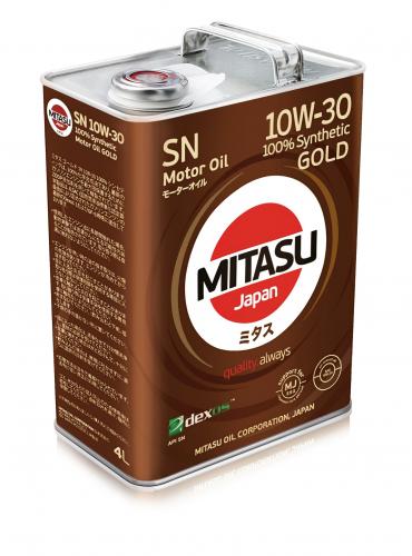 MITASU 10W30 4L МАСЛО МОТОРНОЕ GOLD SN\ API SN; ILSAC GF-5, Dexos 1; 100% СИНТ.